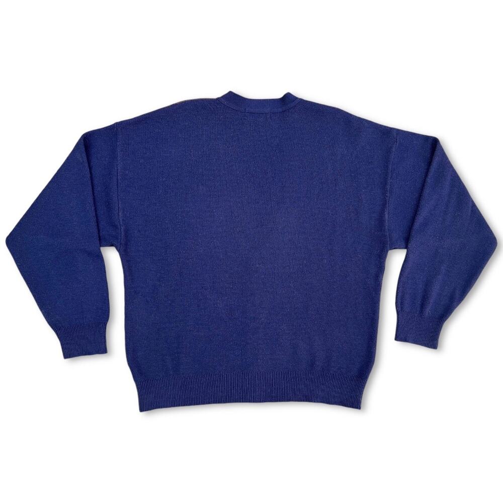 Vintage 90s Grandpa Cardigan Diamond Wool Blend Sweater Murano | Size Medium - Picture 2 of 5